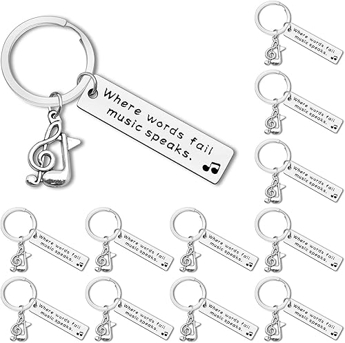 12 llaveros de música, regalos de música para amantes de la música, regalo de agradecimiento para profesores, joyería para amantes de la música,