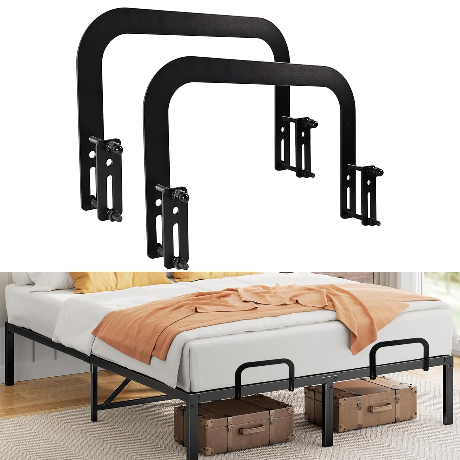 Bloque-matelas coulissants x2 pour cadre en métal noir