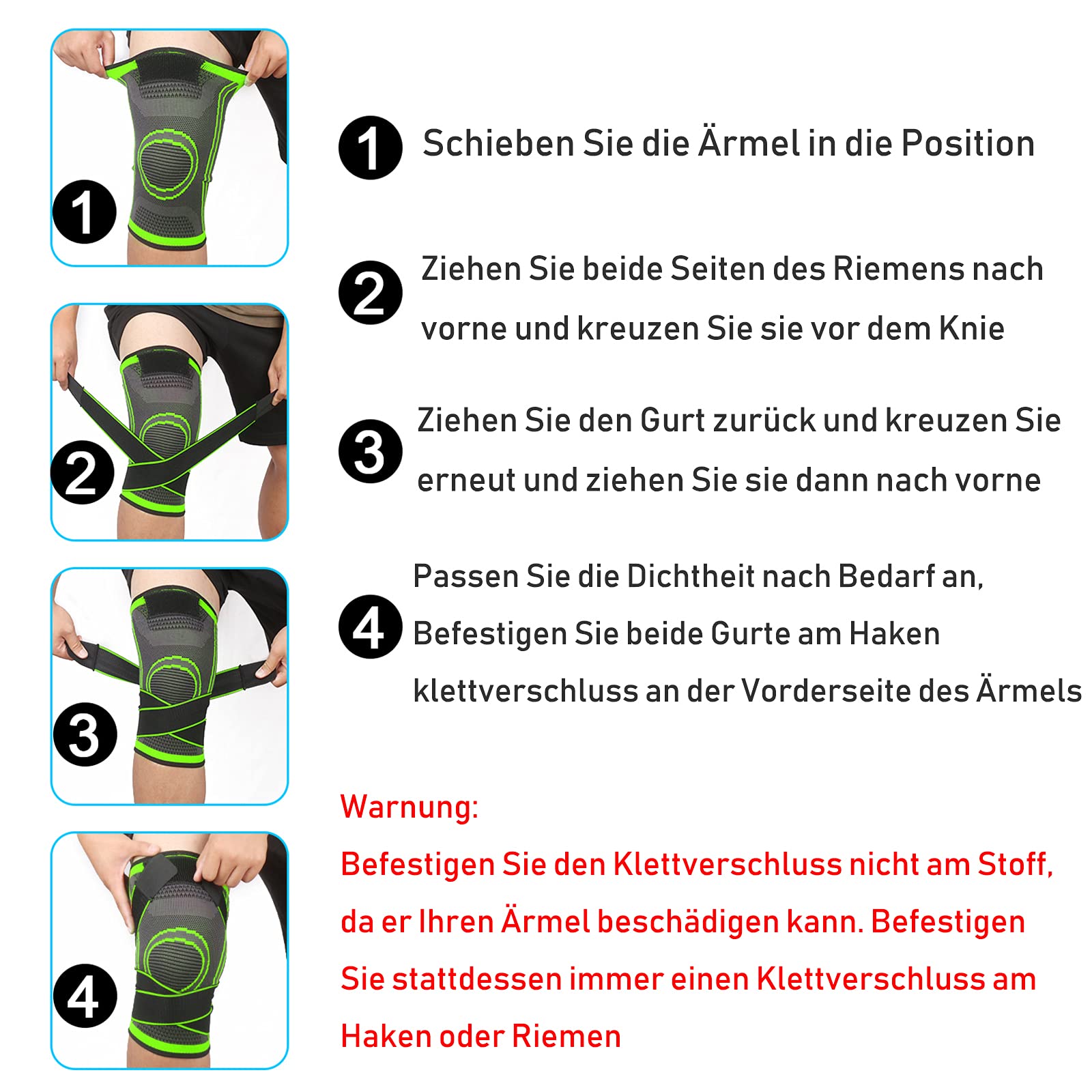 Ginocchiera Supporto per Ginocchio 1 Paio Tutore Ginocchio da Uomo/Donna per artrite ACL, sport, fitness, pallavolo, ciclismo, jogging (verde, XL)