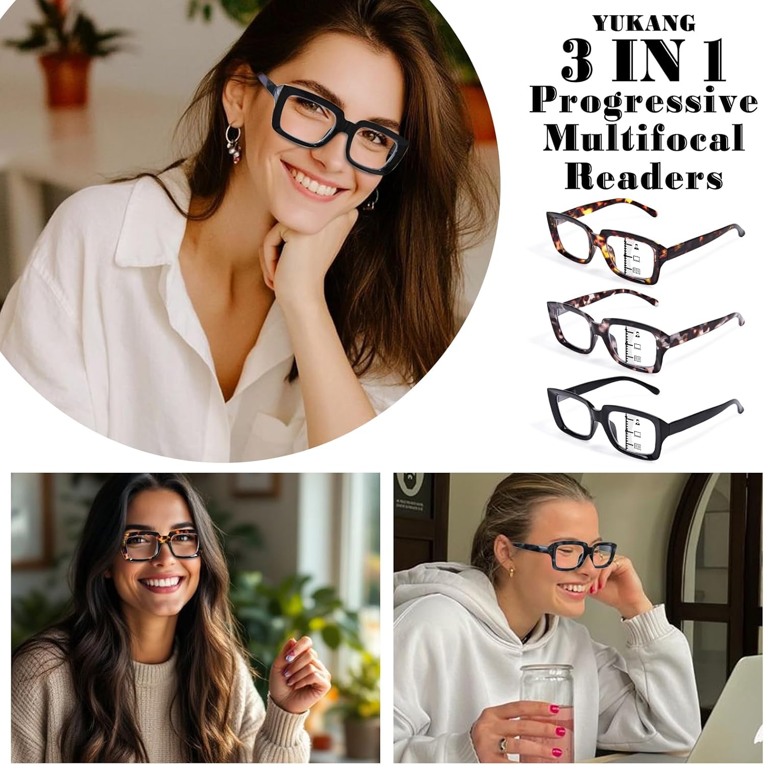 Progressive Multifocal Reading Glasses for Women Men Oversized Anti Blue Multifocus Computer Readers Spring Hinges - Image 6