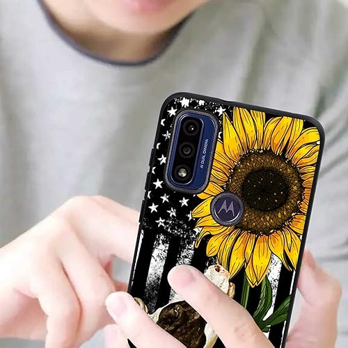 Miniatura 3 de Funda compatible con Motorola Moto G Pure (2021), diseño gráfico floral de vaca y beso de EE. UU., diseño gráfico floral para Moto para hombres y