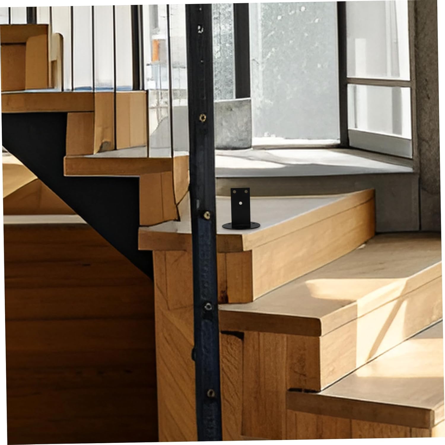 TEHAUX 10pcs Stair Rail Bracket Handrail Supports for Stairs Straight Design Railing Brackets for Indoor and Outdoor Use Finish Easy Installation