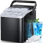 HOMEZAY Ice Maker Countertop, 9 Cubes Ready in 6 Mins, 26 lbs per Day, Ice Machine with 2 Ice Sizes and Self-Cleaning, Portable Ice Maker with Handle for Home, Kitchen, Camping, RV, Office, Black