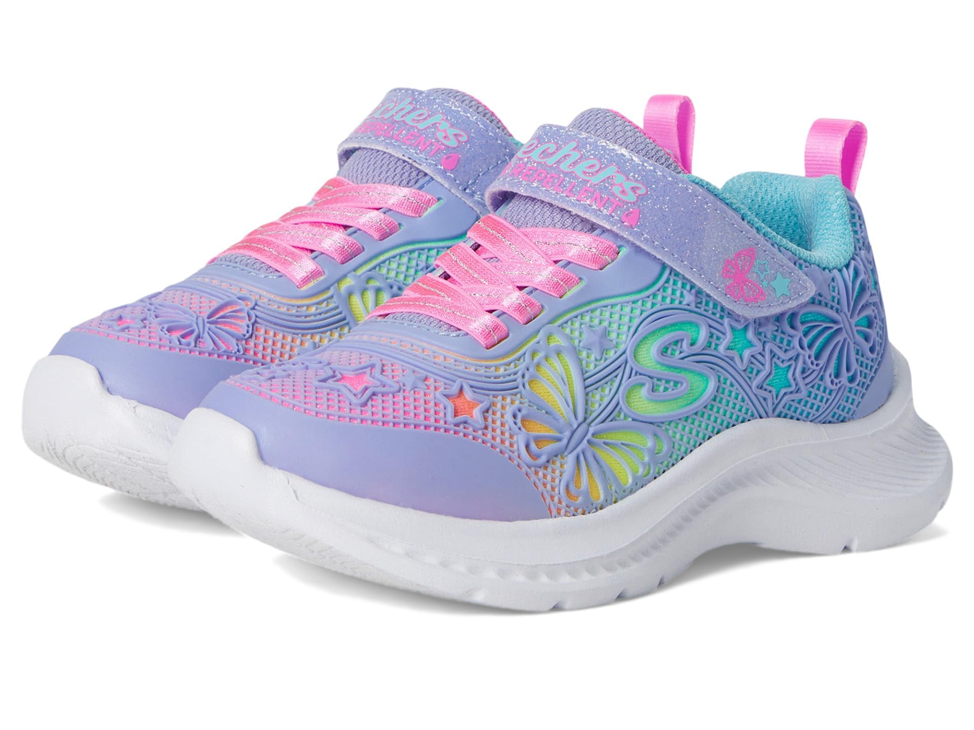 Skechers Girl's Jumpsters 2.0 Butterfly Flush Sneakers, Lavender KPU/Multi Trim, 13.5 UK Child