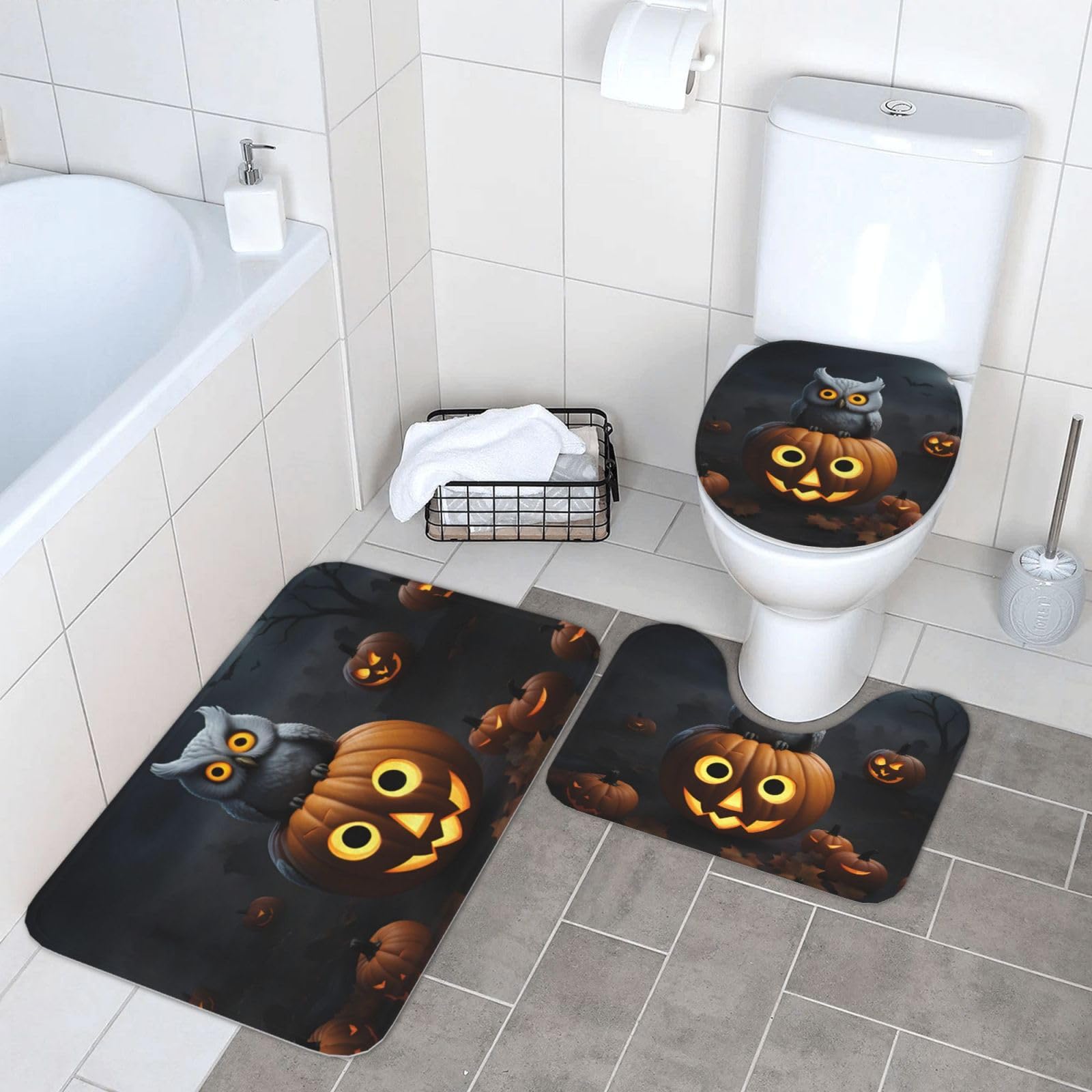 Tapete de franela antideslizante con diseño de fantasma: alfombra de baño duradera y segura