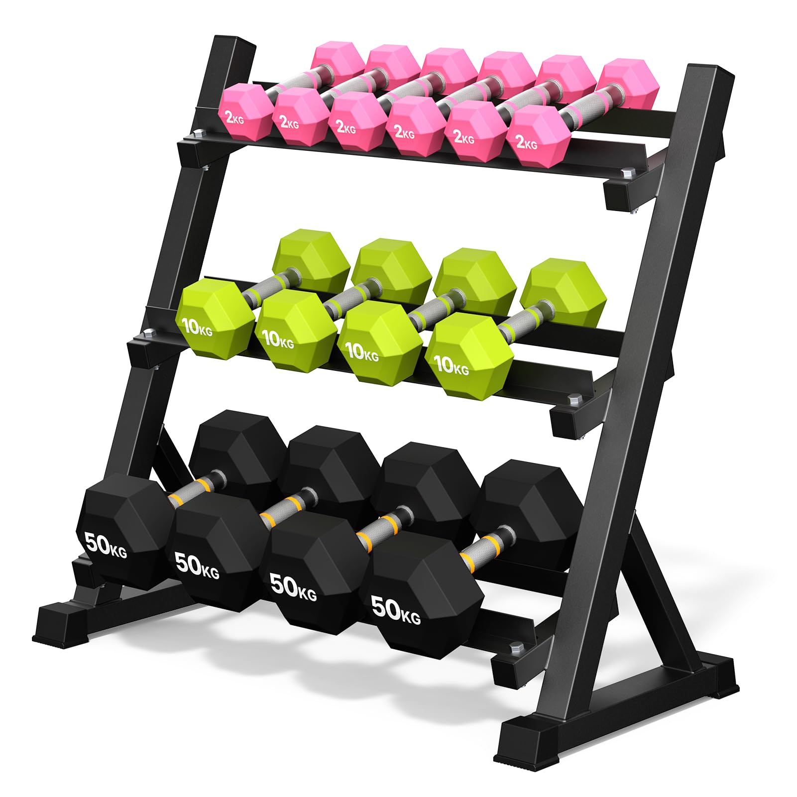 Dumbbell Rack, 3-Tier Dumbbell Weight Rack for Home Gym, Dumbbell Set for Dumbbell Kettlebell Barbell, Heavy Duty Weight Storage Organizer, Dumbbell Rack Stand Only