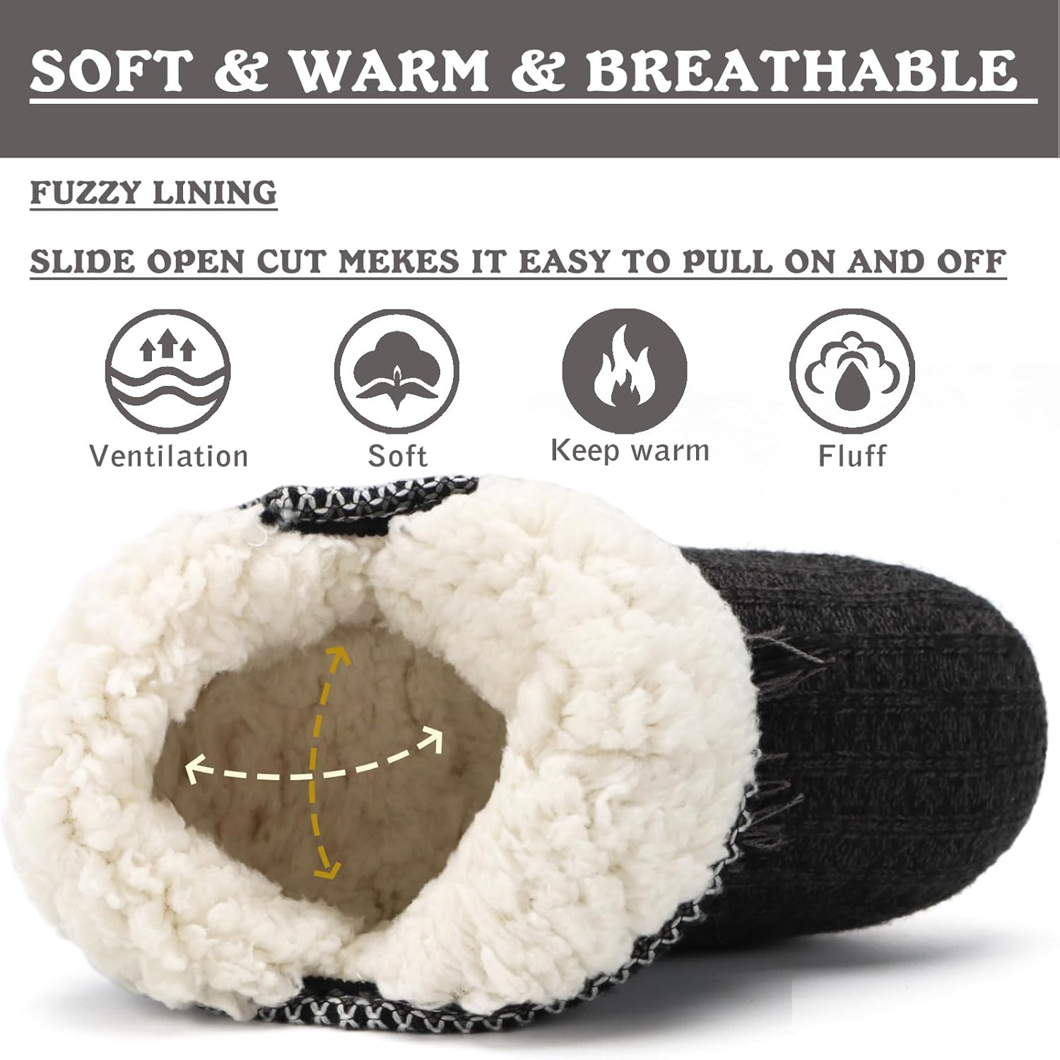 GPOS Women's Faux Cashmere Knit House Slipper Booties Cotton Quilted Warm Indoor Ankle Boots - Image 4