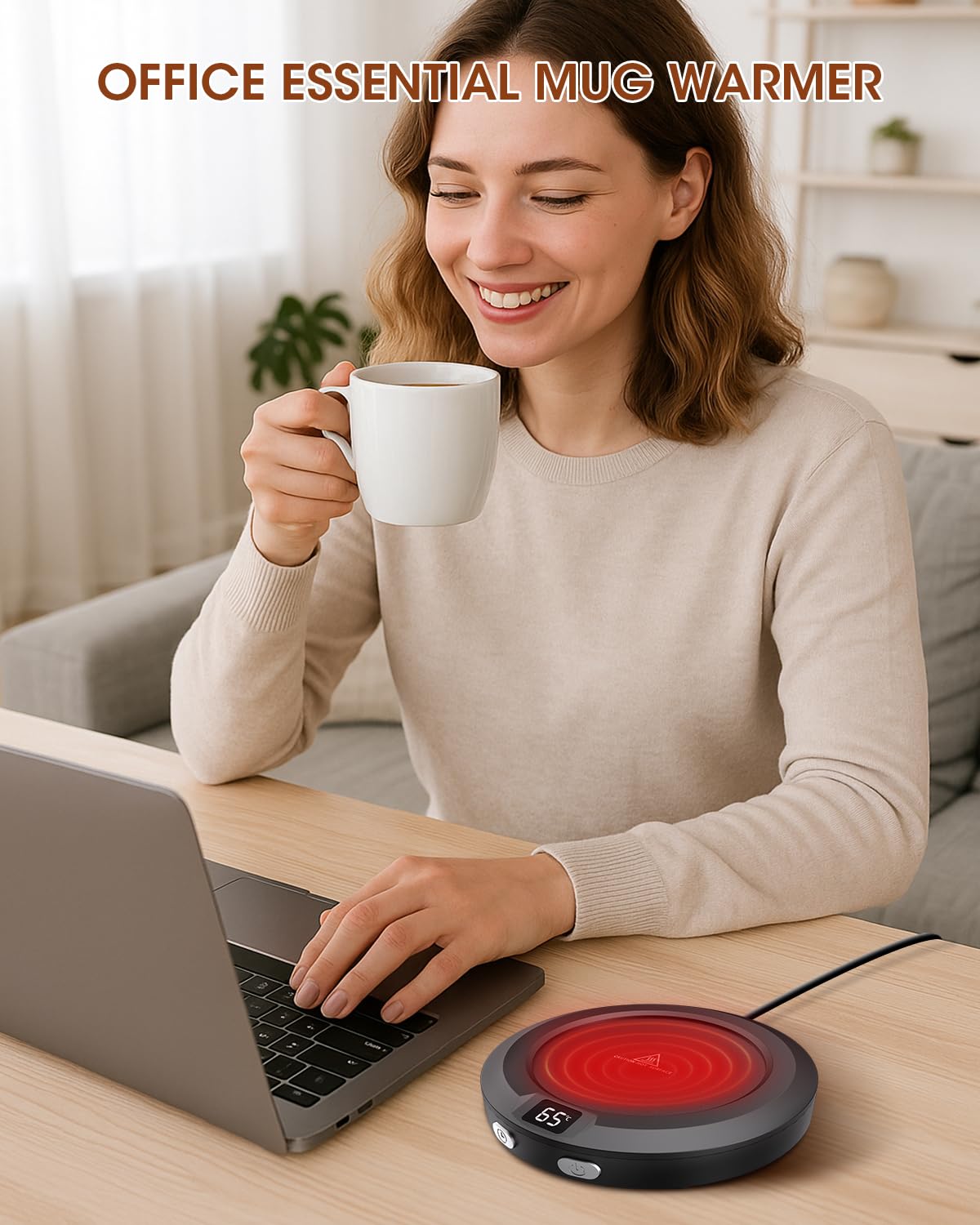 Calentador de Tazas 3 Ajustes de Temperatura Apagado Automático 2-12h para Café Leche Té (Negro)