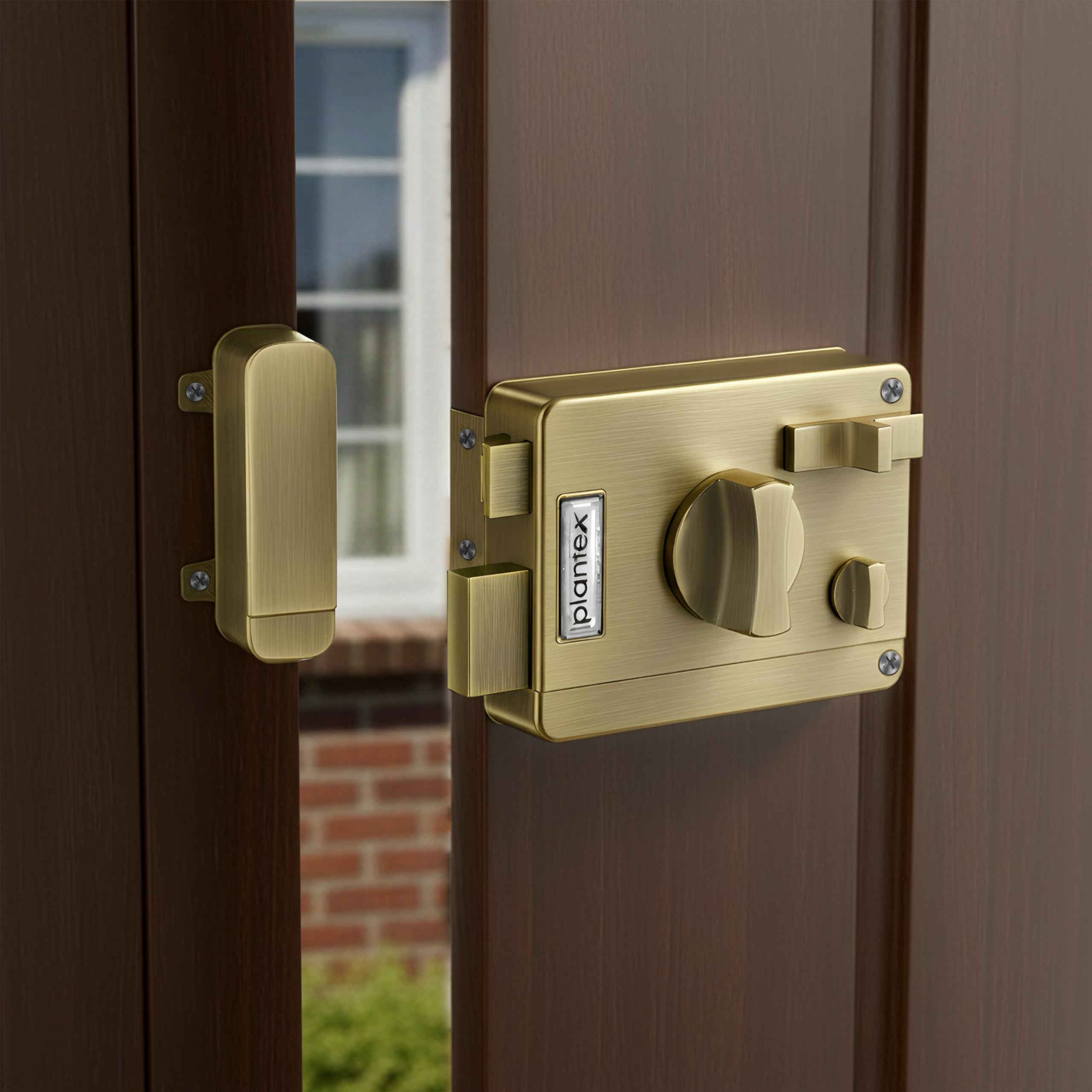 Plantex Heavy Duty Night Latch Door Lock with Key & Knob for Main Door/Inside Opening for Home,Hotel,Office - Pack of 1 (Brass Antique)-image-31
