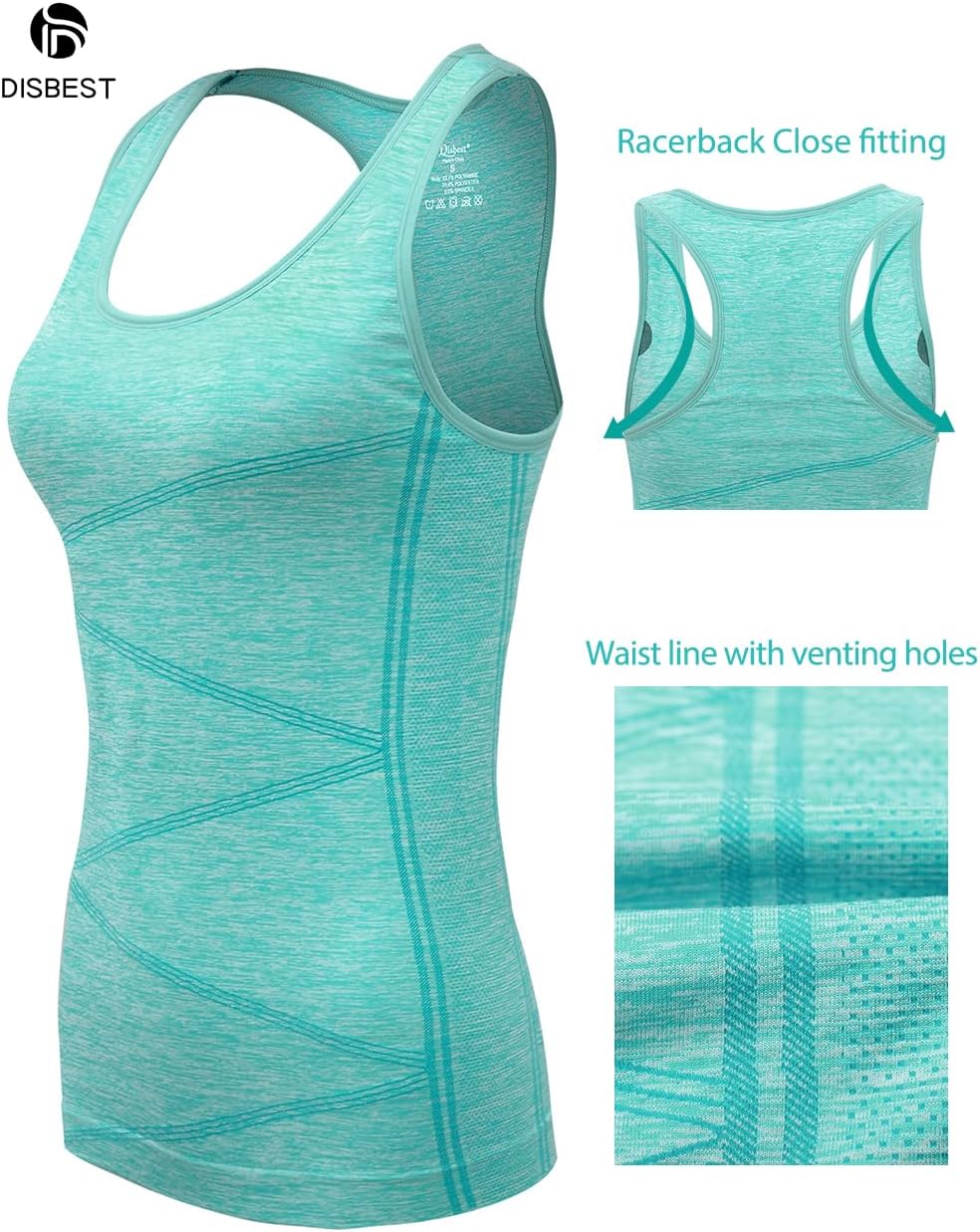 Yoga Tank Top, Women's Performance Stretchy Quick Dry Sports Workout Running Top Vest with Removable Pads