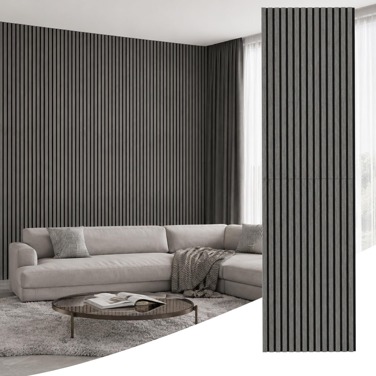 Panele akustyczne o wyglądzie drewna, 240 × 60 × 1,8 cm, Silver