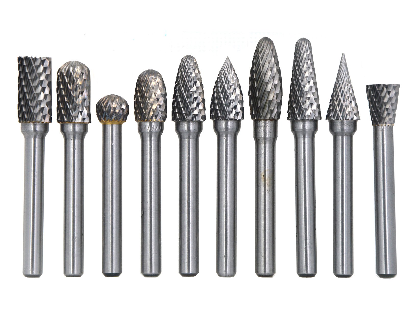 Wokesi 10Pcs,5/16"Cutting Diameter,1/4"(6mm) Shank Diameter,Solid Tungsten Carbide File Cutter Taper Points Burrs Grinding Head Fit Dremel Bits Endmills for Rotary Tools (5/16''(8mm))