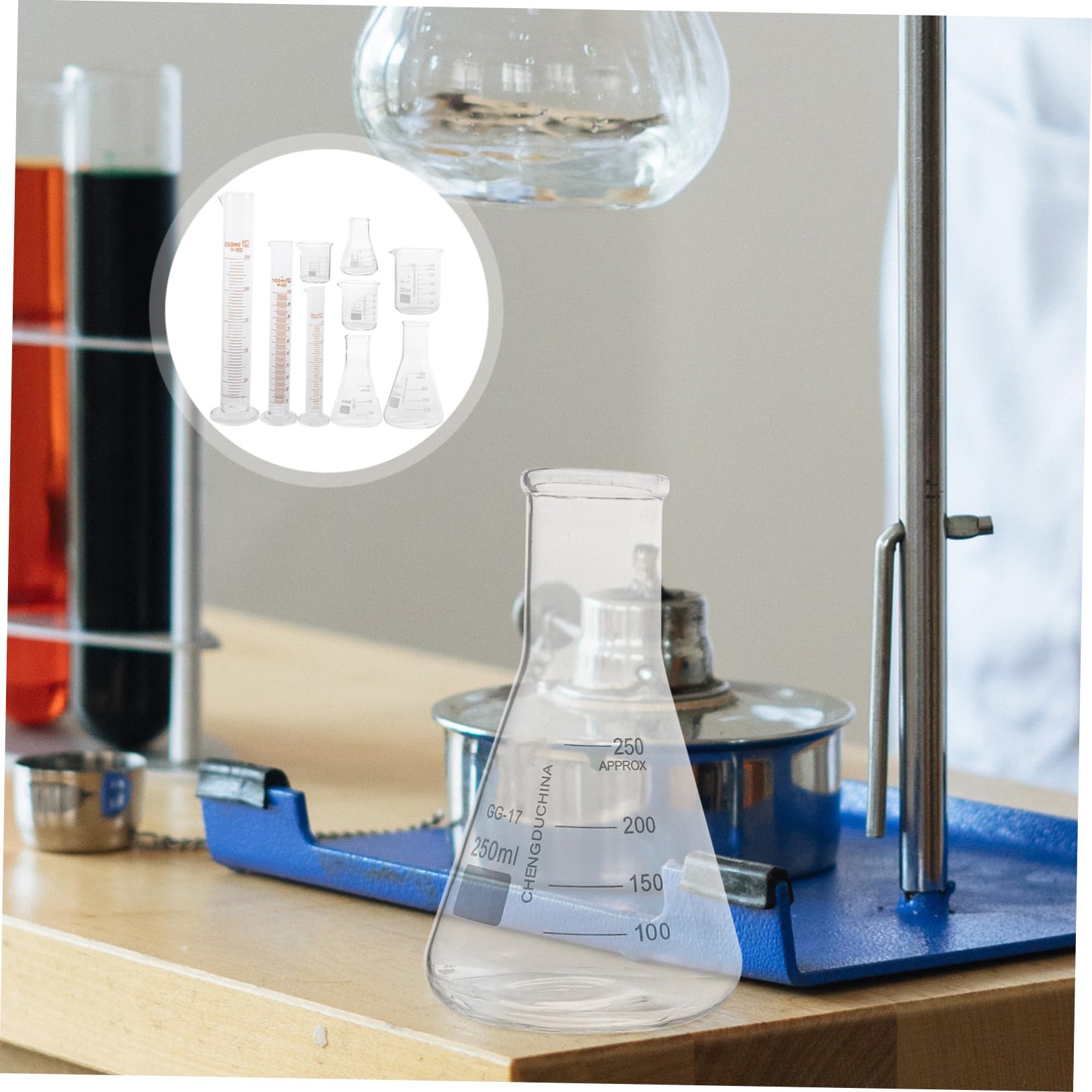 Operitacx Set 9 Pezzi di Cilindri Graduati in Vetro per Laboratorio Resistenza ad Alta Temperatura senza Perdite Laterali, per Misurare Liquidi in Contesti Educativi e Scientifici