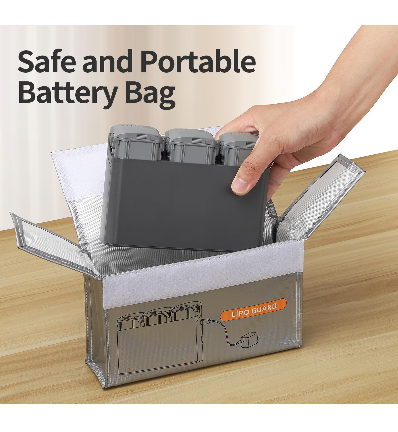 Flycoo2 Borsa Ignifuga Per Batterie LiPo DJI Mini 3 Pro - Custodia Antideflagrante Per 3 Batterie