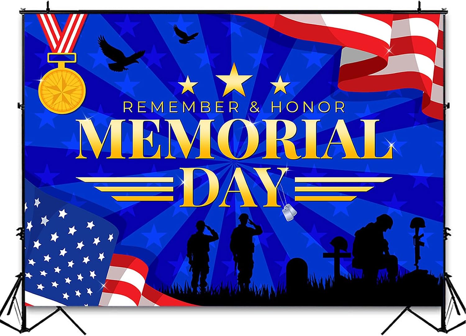Avezano Memorial Day Backdrop for Photography Remember and Honor Background Memorial Day Decorations for Office Home School Decor Memorial Day Decorations Banner Photo Studio Props (5x3ft)