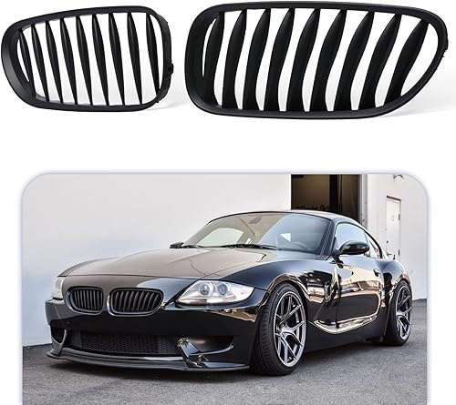 PENSUN Parrilla de riñón delantera para BMW Z4 2003-2008 parachoques delantero E85 E86 Coupe Roadster negro mate, 2 unidades
