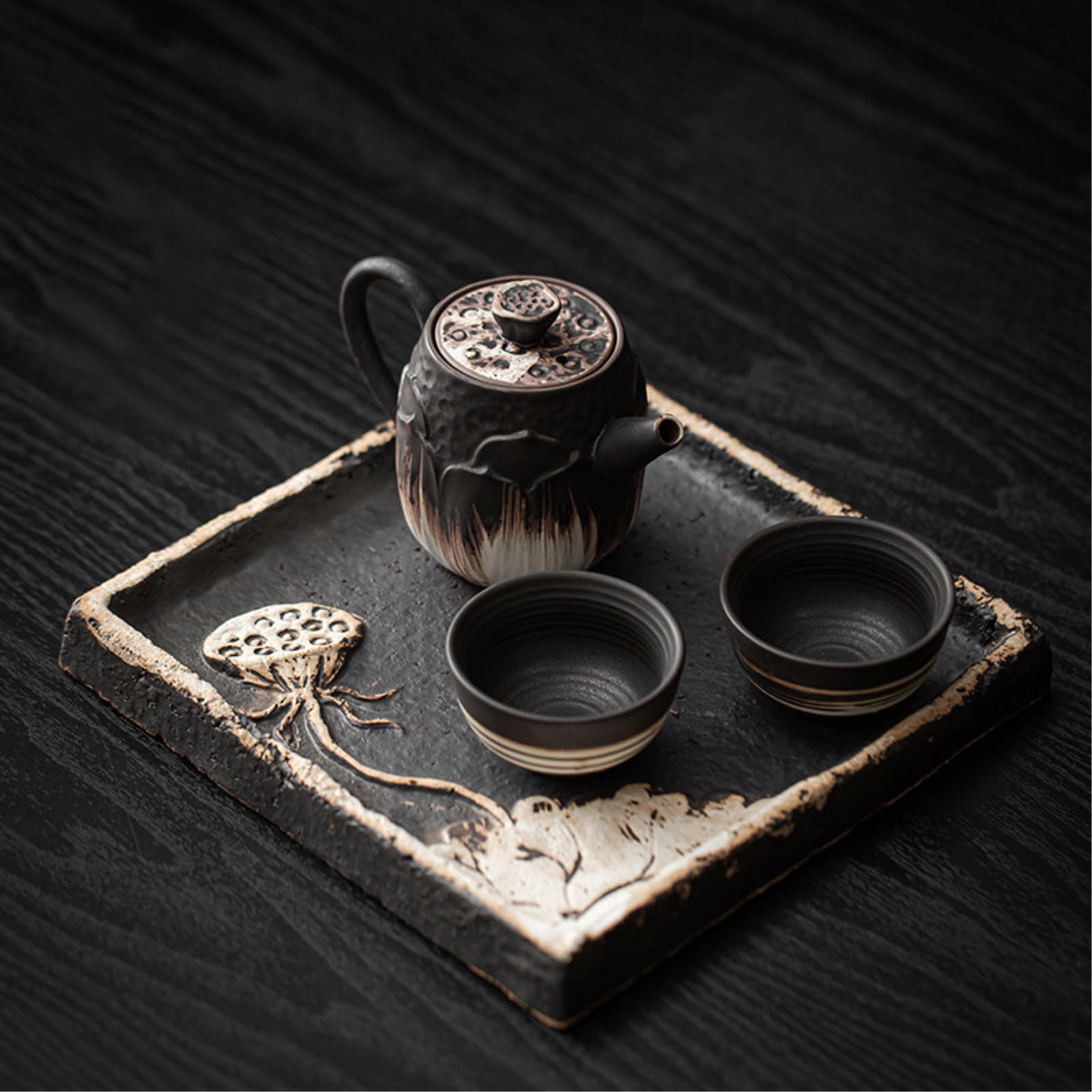 Home Kung Fu - Juego de té simple para oficina, cerámica rugosa y Italia holandesa blanca