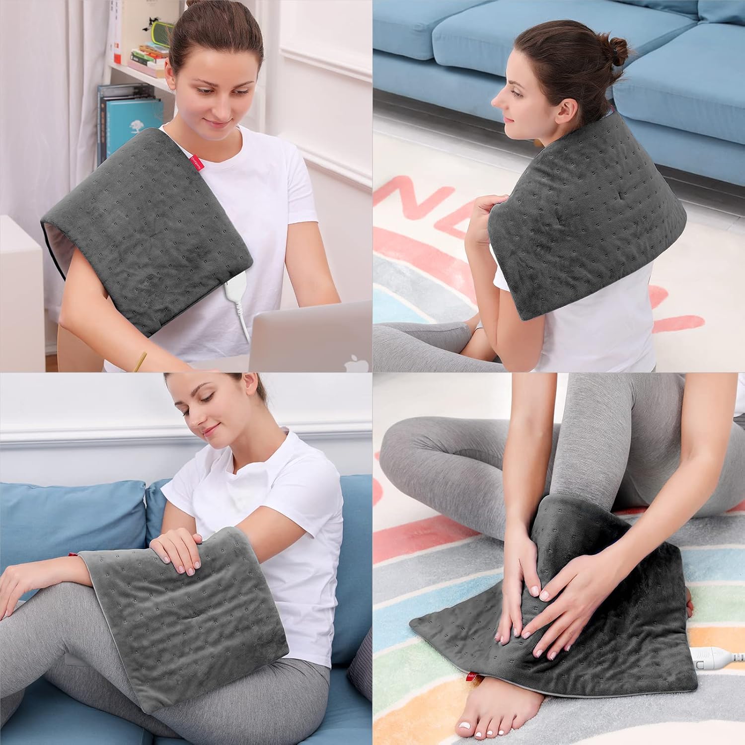 Heating Pad for Cramps, Comfytemp Electric Heating Pad for Back Pain Relief, Small Heating Pad with 3 Heat Settings, 2H Auto Shut Off, Stay On, for Neck and Shoulders, 12 x 24 in, Machine Washable : Health & Household