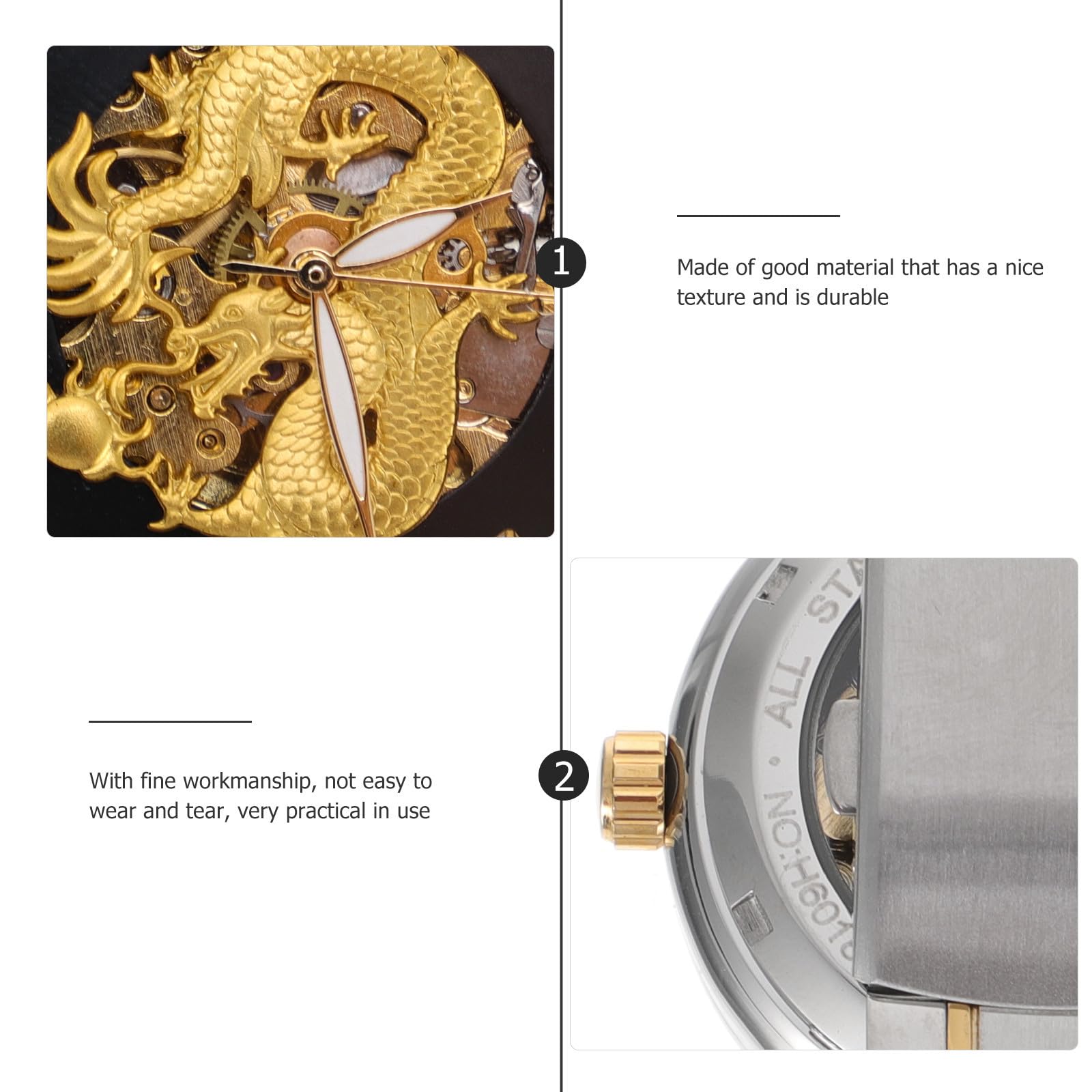 ULTECHNOVO Orologio da Uomo in Acciaio Inox, Meccanico, Traforato