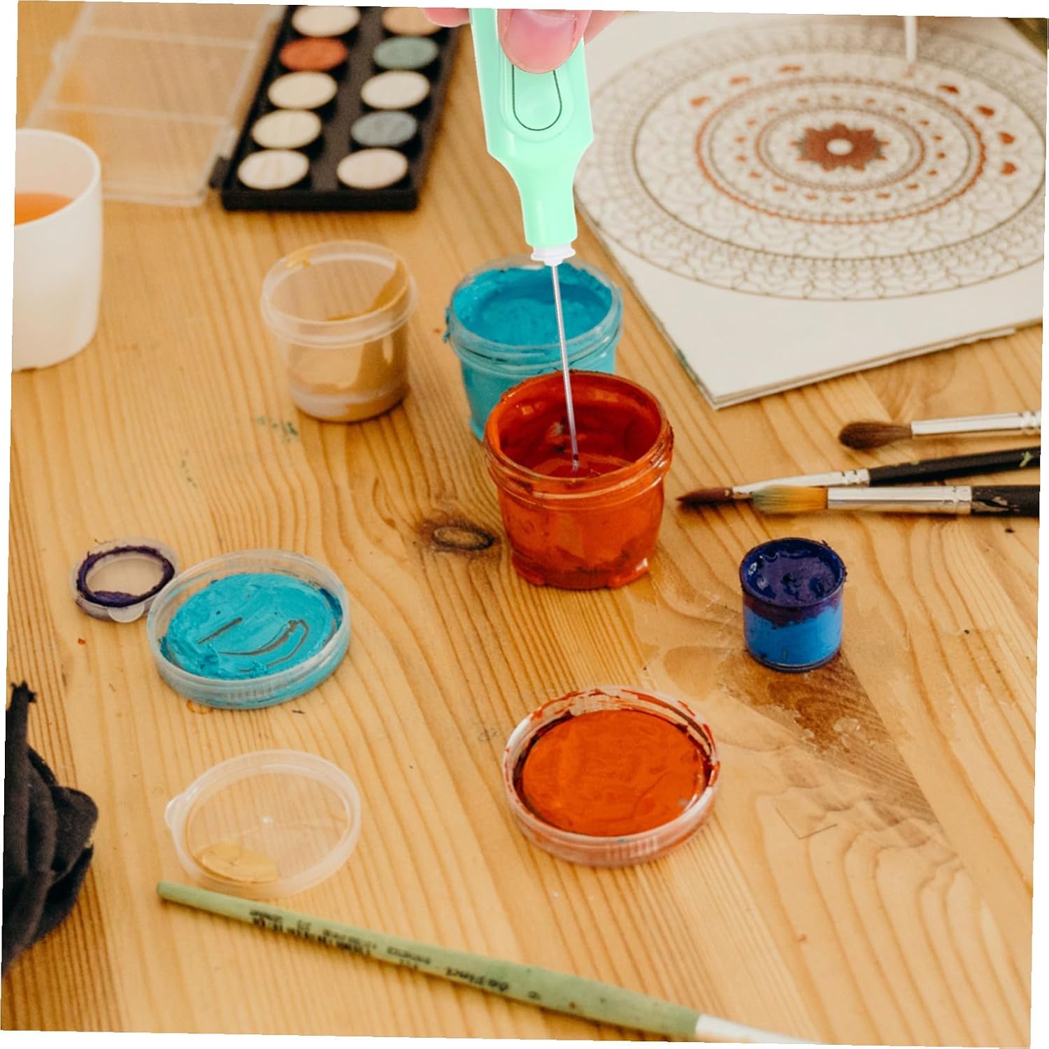 Ipetboom Electric Pigment Stirrer with Dual Replaceable Mixing Heads Paint Mixer Tool for Gouache Acrylics and Ink Compact 4.3 Inch Color Stirrer for Art and Craft Projects