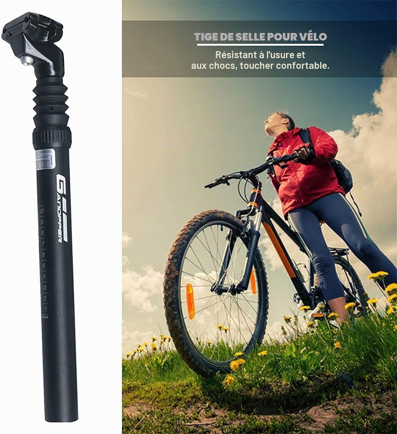 AZMANI Tige Selle Suspension Vélo, 27.2/30.4/30.9/31.6 Mm, Aluminium, Tige De Selle Amortisseur Réglable pour VTT Vélo Route BMX (Size : 30.4MM)