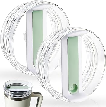 40 oz Tumbler Lids, Stanley Cup Replacement Lids Compatible with 40-ounce Stanley Adventure Quencher Travel Tumblers, Spill-Proof Tumbler Covers for Stanley Cup Accessories 2-Pack Clear
