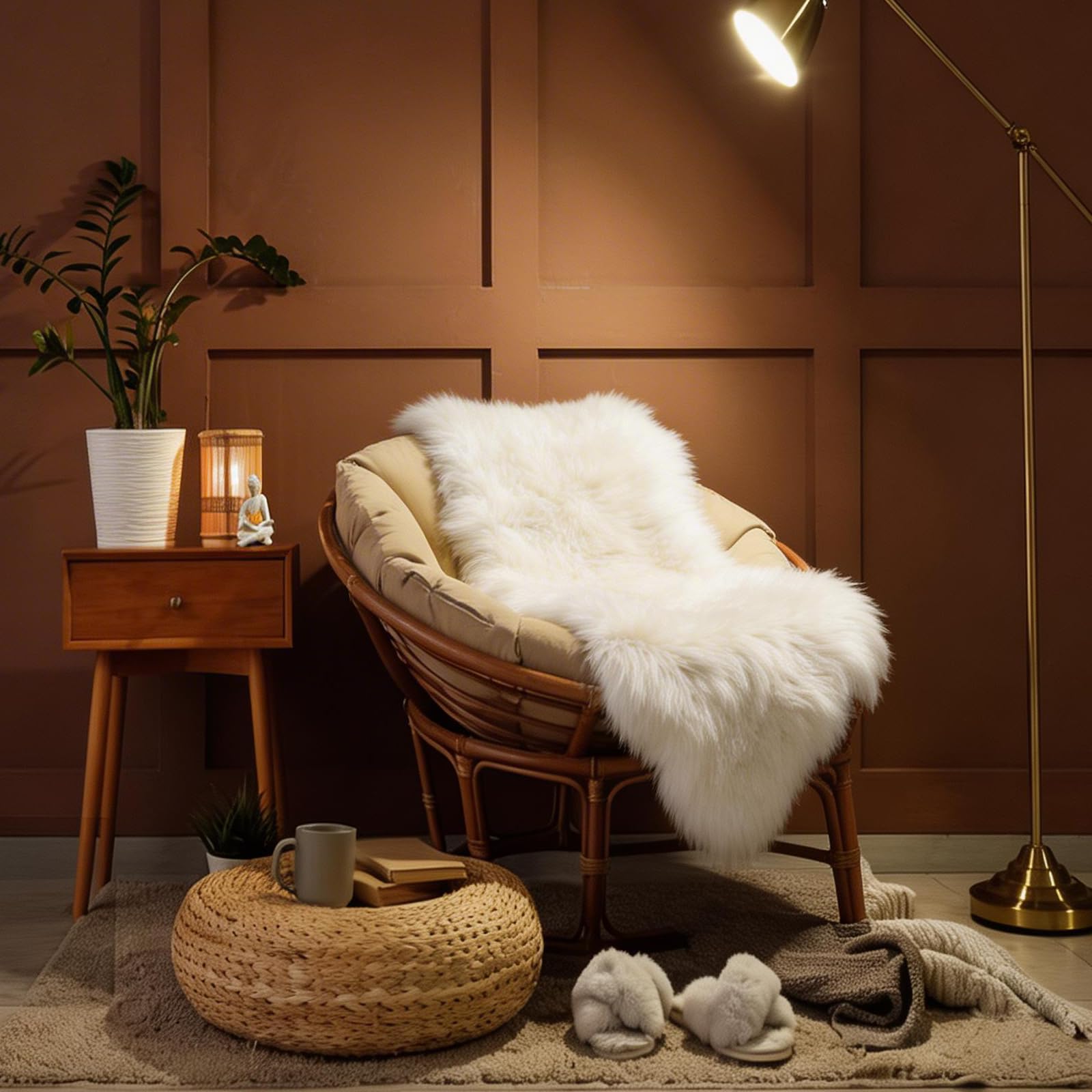 Natürliche Lammfell Langhaarig 70x100 cm, Naturfell schaffell Felle Teppich | Weich Flauschig Deko Fell für oder den Stuhl das Sofa Schlafzimmer Wohnzimmer
