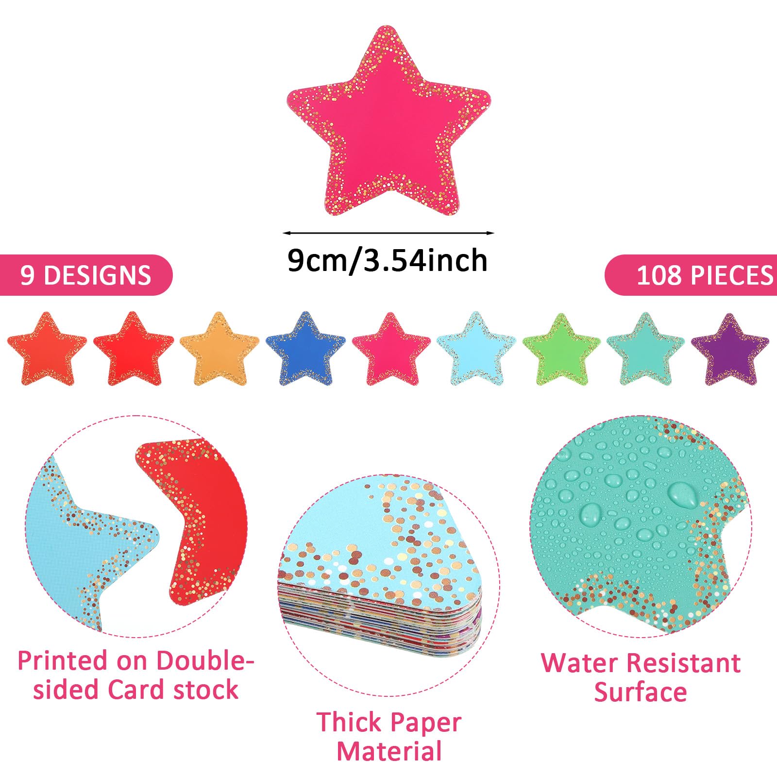 Sagome a Stella per Decorazioni Bacheche 8,9 cm Stelle di Carta Colorate per Insegnanti Aule Artigianato Fai da Te