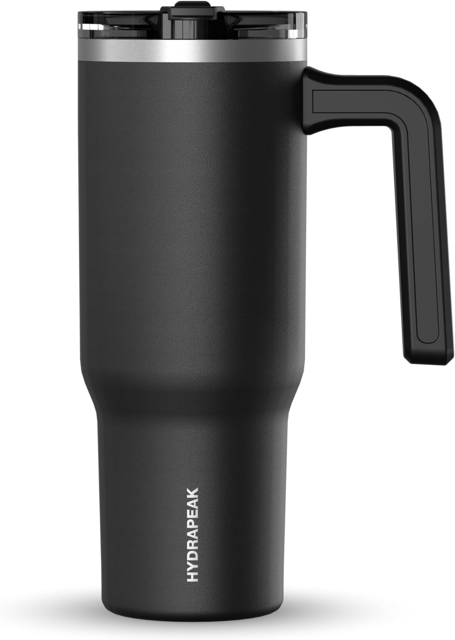 Hydrapeak Voyager 32oz Insulated Tumbler with Handle & 2-in-1 Lid, Leak-Proof Stainless-Steel Travel Tumbler, Cupholder Friendly Reusable Water Bottle Built for Work, Gym, or Class Commute (Black)