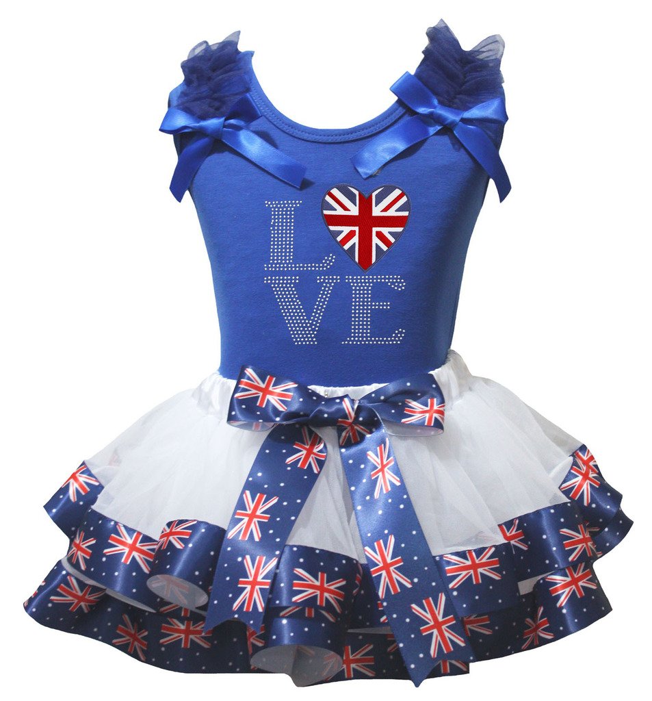 Falda de pétalos blancos y algodón transpirable con corazones azules británicos 2