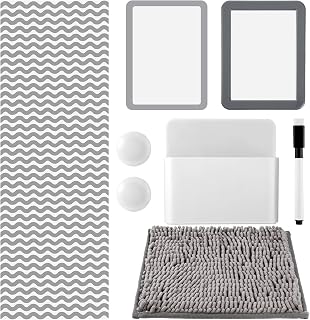Timgle 8 Pcs Magnetic Locker Set Including Magnetic Wallpaper Mirror Locker Organizer Carpet Whiteboard Dry Erase Marker Accessories for Office School Supplies(Gray,Wavy Style)