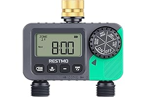RESTMO 2-Zone Digital Sprinkler Timer with Brass Inlet