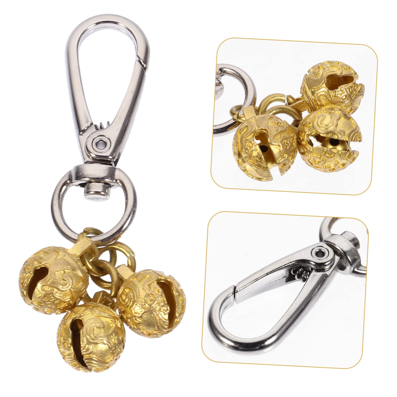 2 Pcs Key Chain Nativity Ornaments for Keychain Hollow Bell DIY Pet Bells Charm Bells for Collar DIY Bell Pendant Bell Decor Metal Bell Golden Brass Wind Chime