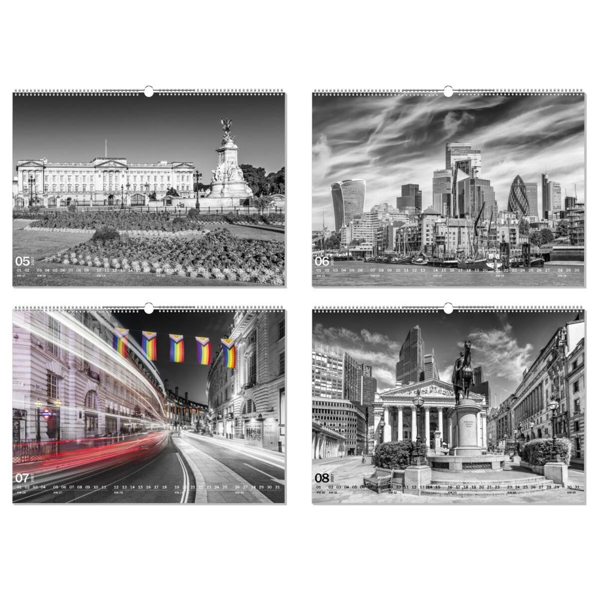 artboxONE Kalender 2027 London monochrome and beyond Wandkalender A2 2027 Städte/London