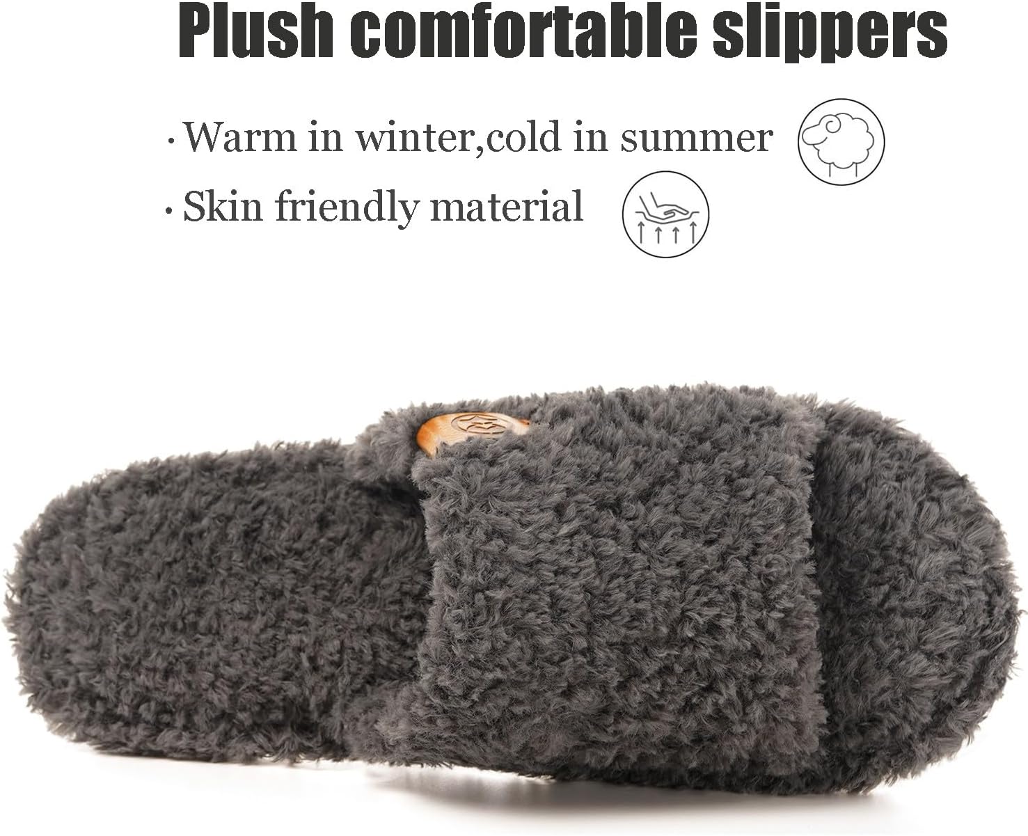 Dokela Fuzzy Open Toe Slippers for Women Indoor House Slipper | Soft Memory Foam,Slip On Cozy Bedroom Slippers,Ladies Lightweight Non-Slip Home Slides