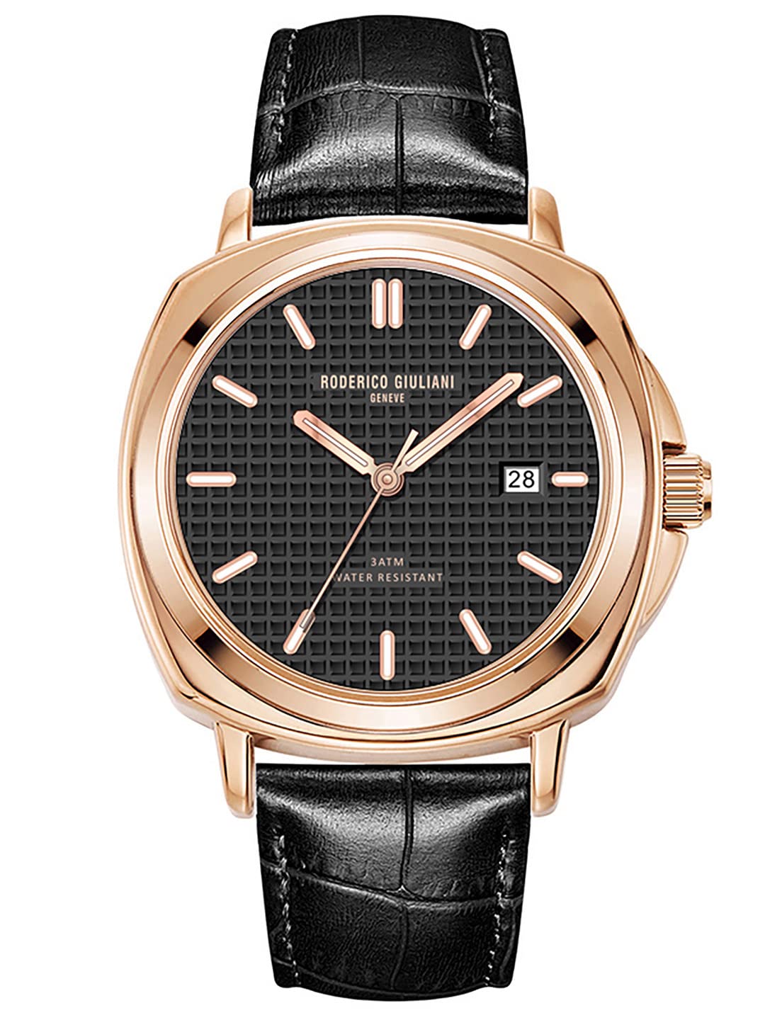 RODERICO GIULIANI Analog Black DIAL Rose Gold CASE Black Leather Strap Mens Watch MLEA-7503 (B0BF5V66D8) Amazon Price History, Amazon Price Tracker