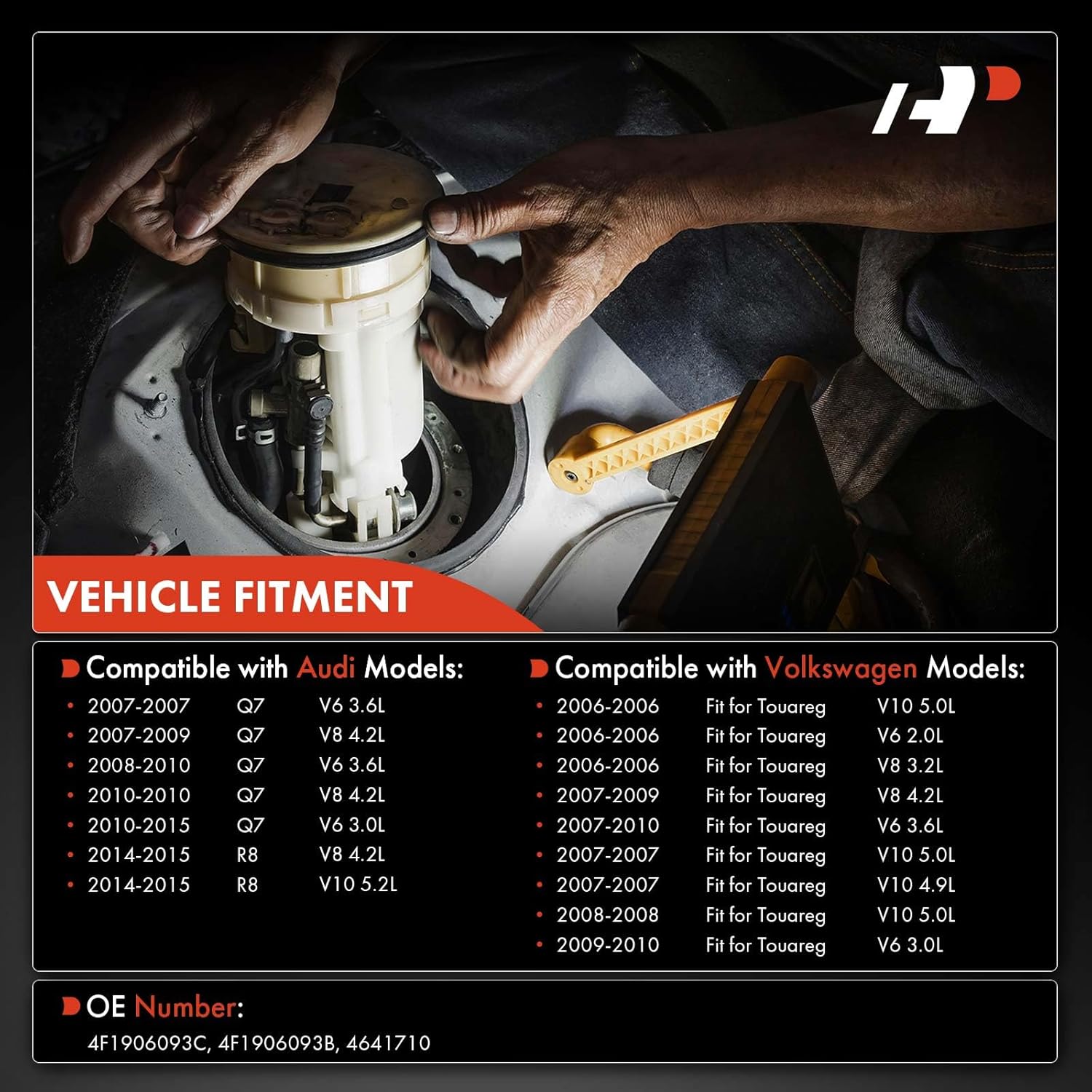A-Premium Fuel Injection Control Module Compatible with Audi Q7 2007-2015, R8 2014-2015 & Volkswagen Touareg 2006-2010, Replace# 4F1906093C, 4F1906093B