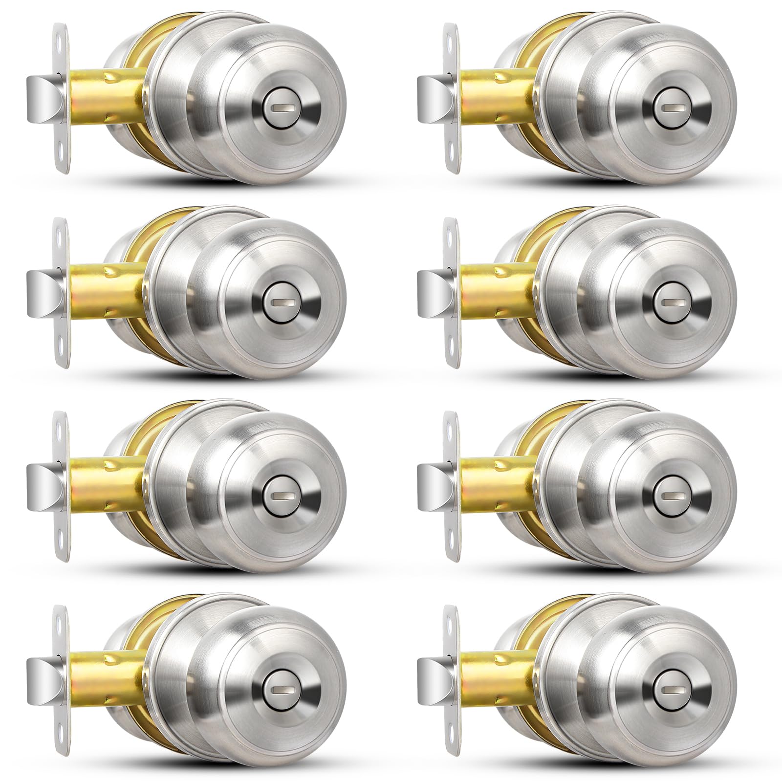 Sopoby Privacy Door Knobs - 5 Pack Brushed Nickel -12