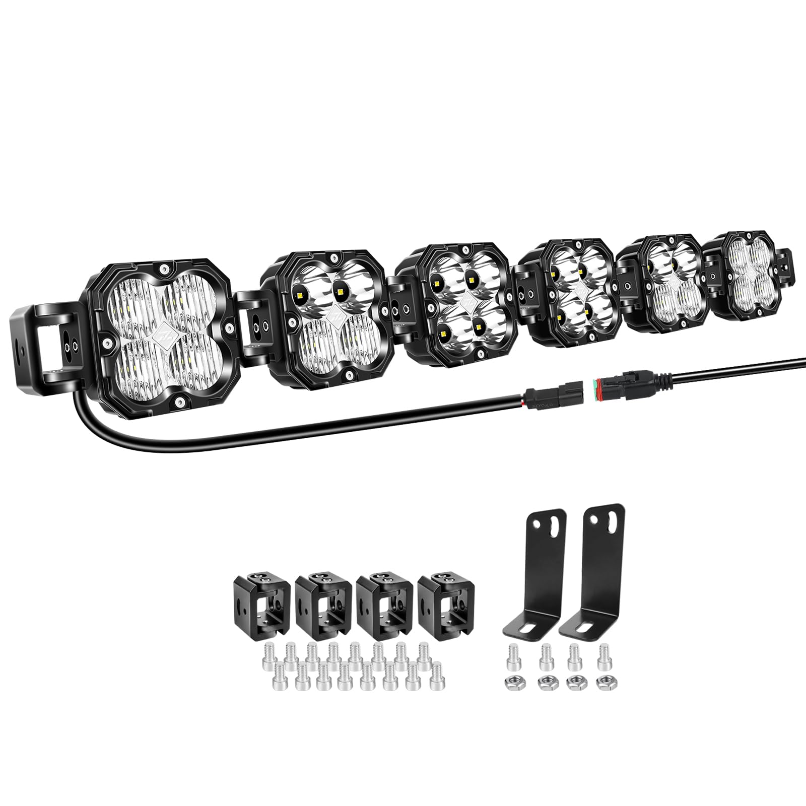Willpower 40 inch 180W Straight Curved Adjustable & Linkable LED Light Bar with Wiring, Spot Flood Beam Off Road 4X4 Driving Fog Lights for 12V 24V Vehicle 4WD Car ATV UTV SUV Truck Tractor Trailer