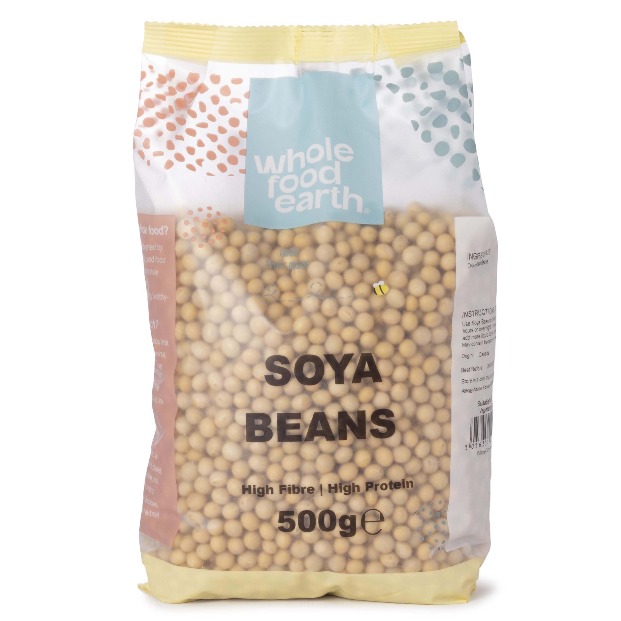 Wholefood Earth SOYA Beans 500 g | GMO Free | Natural | High Fibre | High Protein