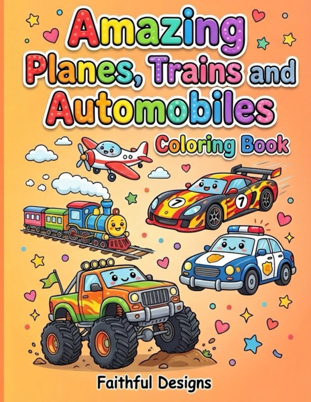 Amazing Planes, Trains, and Automobiles Coloring Book for Children: Coloring book for Kids of all ages