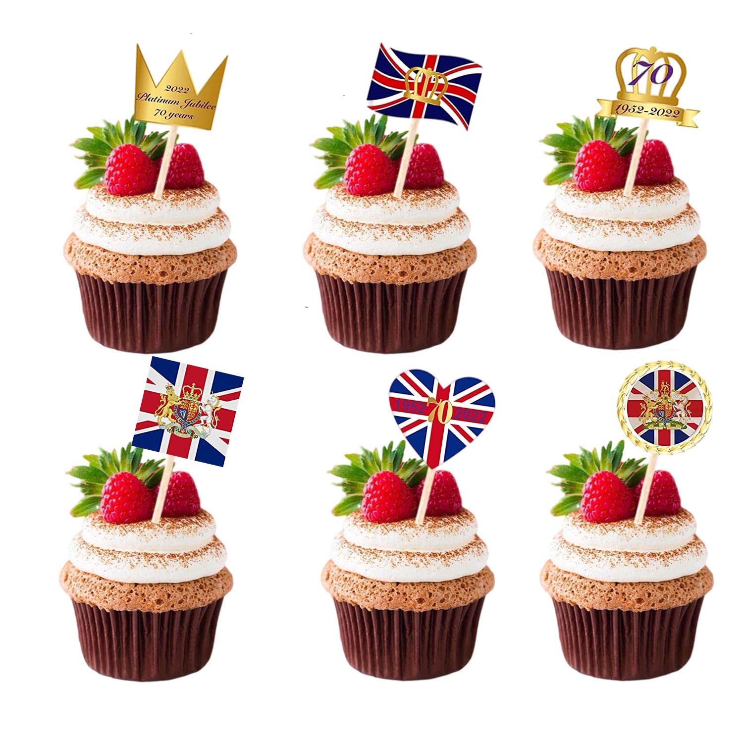 Buy 12Pcs Union Jack Cake ToppersRoyal Queen's Platinum Jubilee 70
