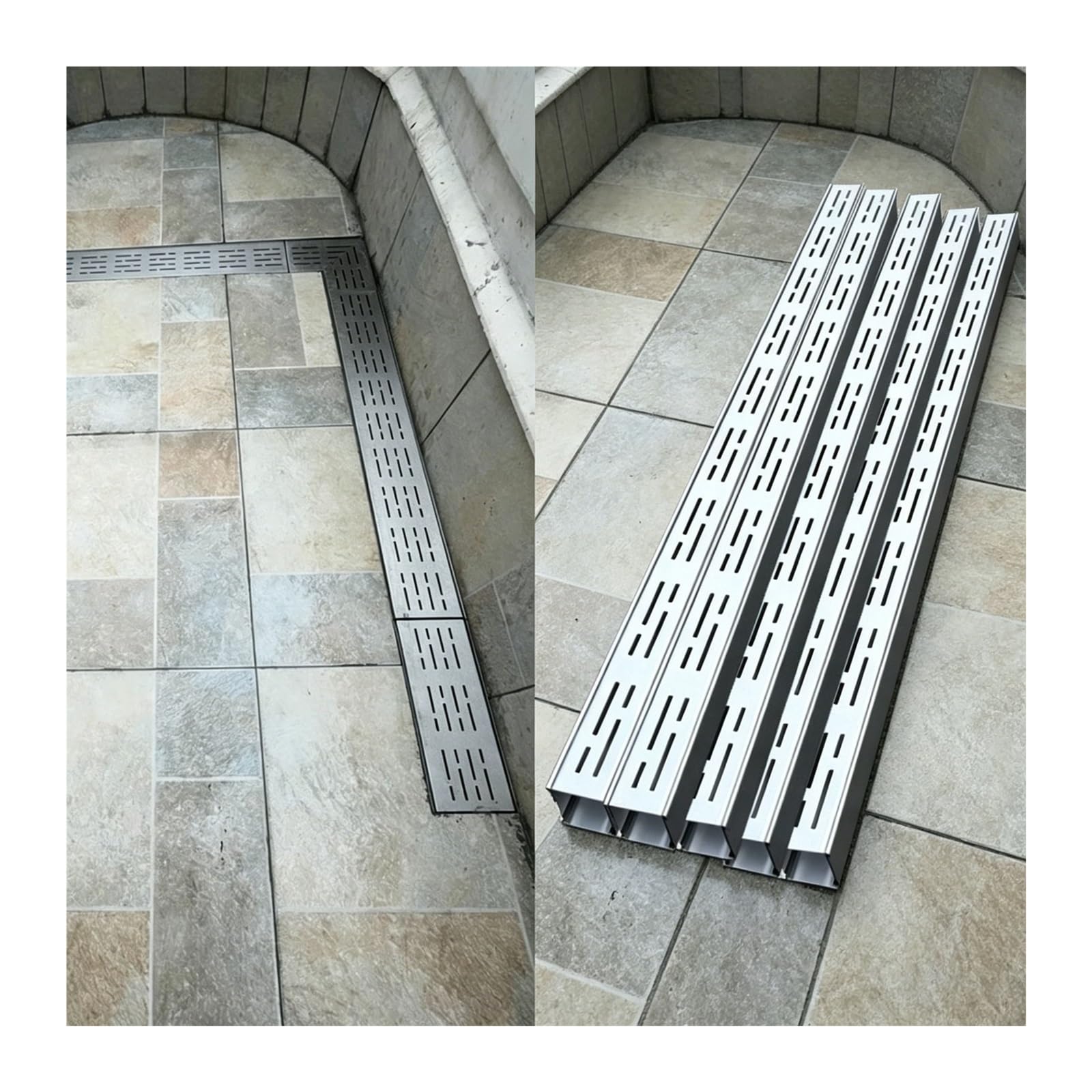 Rejilla de Drenaje de Canal (5 Unidades), for Patio Exterior, jardín, acera, Zanja de Drenaje de Piso de concreto con Rejilla extraíble(15cmx6cm (5 7/8" x 2 3/8"))