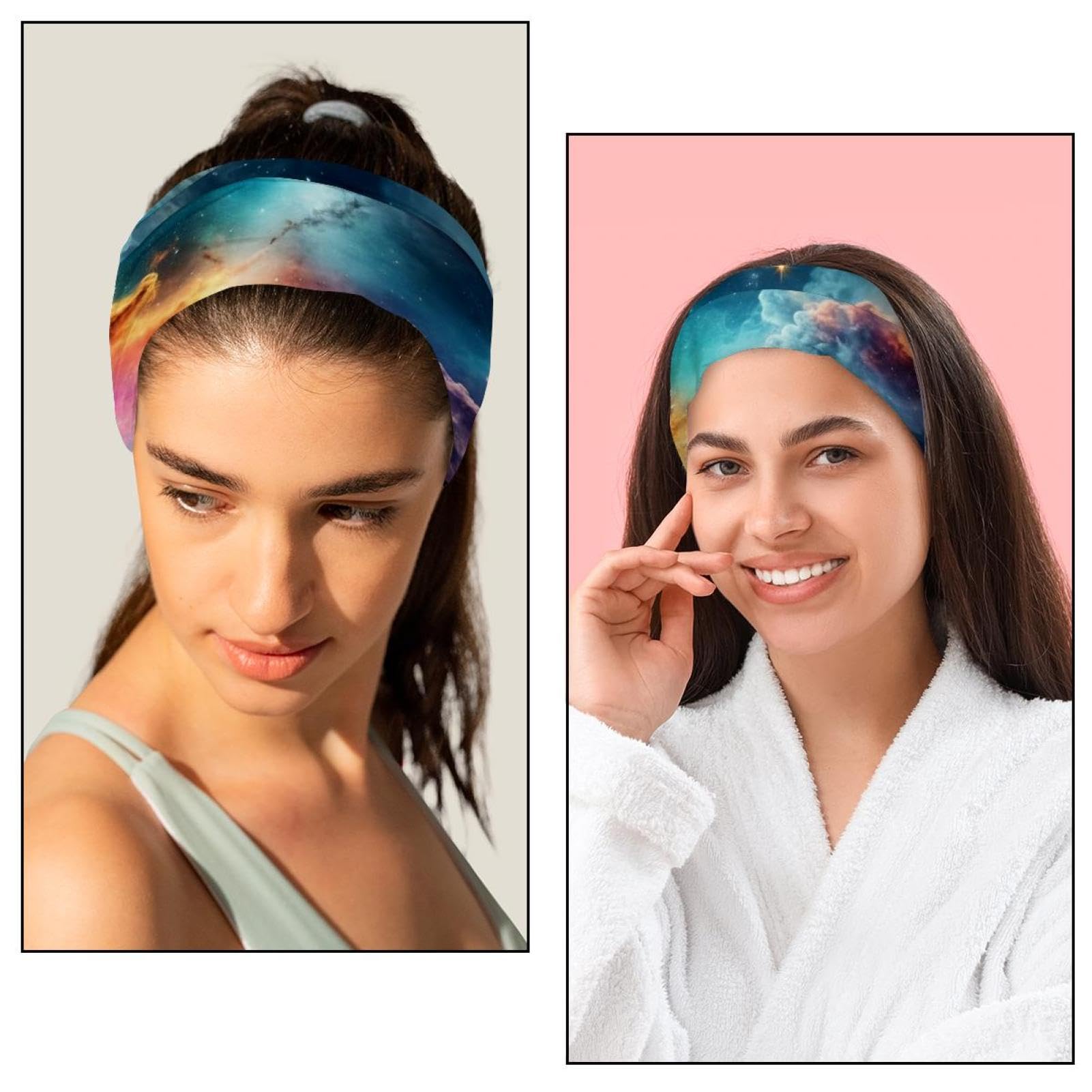 Stirnbänder für Damen, Sterne, Nebel, rutschfest, modisch, breit, Haarband, für Damen und Mädchen, 6 Stück