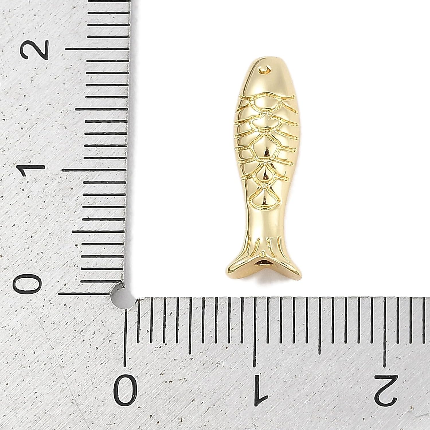 LiQunSweet 10 Pcs Brass Golden Fish Charm Beads: Animal, Rectangular, Loose Beads, Golden Fish Beads for Jewelry Making DIY Beading Bracelets Crafts