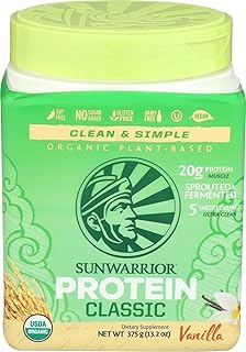 Sunwarriorr Brown Rice Protein Powder with Amino Raw Rice Protein Shake Gluten Free Low Carb Dairy Free | Plant Based Classic Sprouted Brown Rice Protein Powder Vanilla 375g
