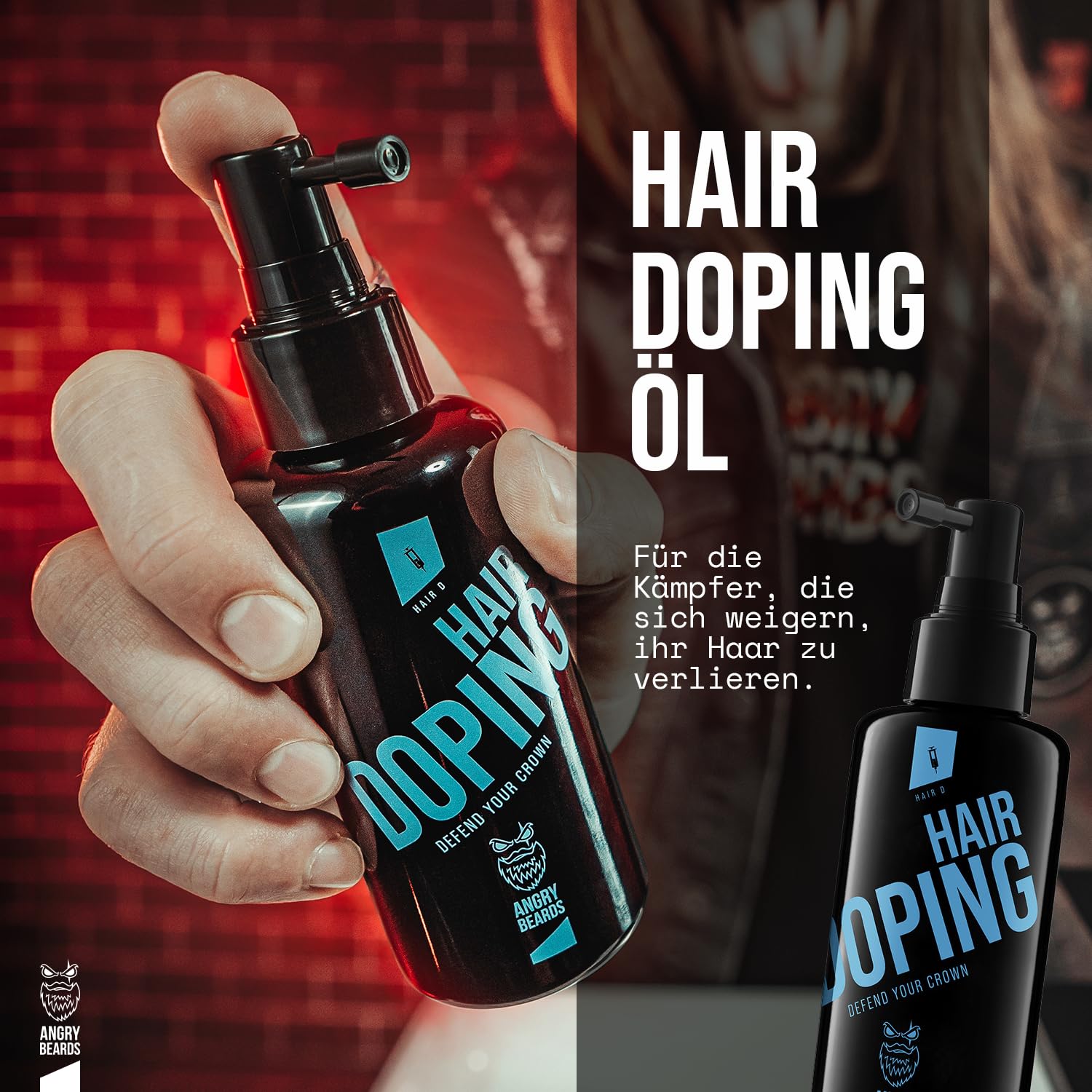Hair Doping | Serum wspomagające wzrost włosów | zawiera biotynę, kofeinę i naturalne olejki, bezpowietrzna butelka z pompką dla maksymalnej świeżości, pielęgnacja włosów dla mężczyzn,