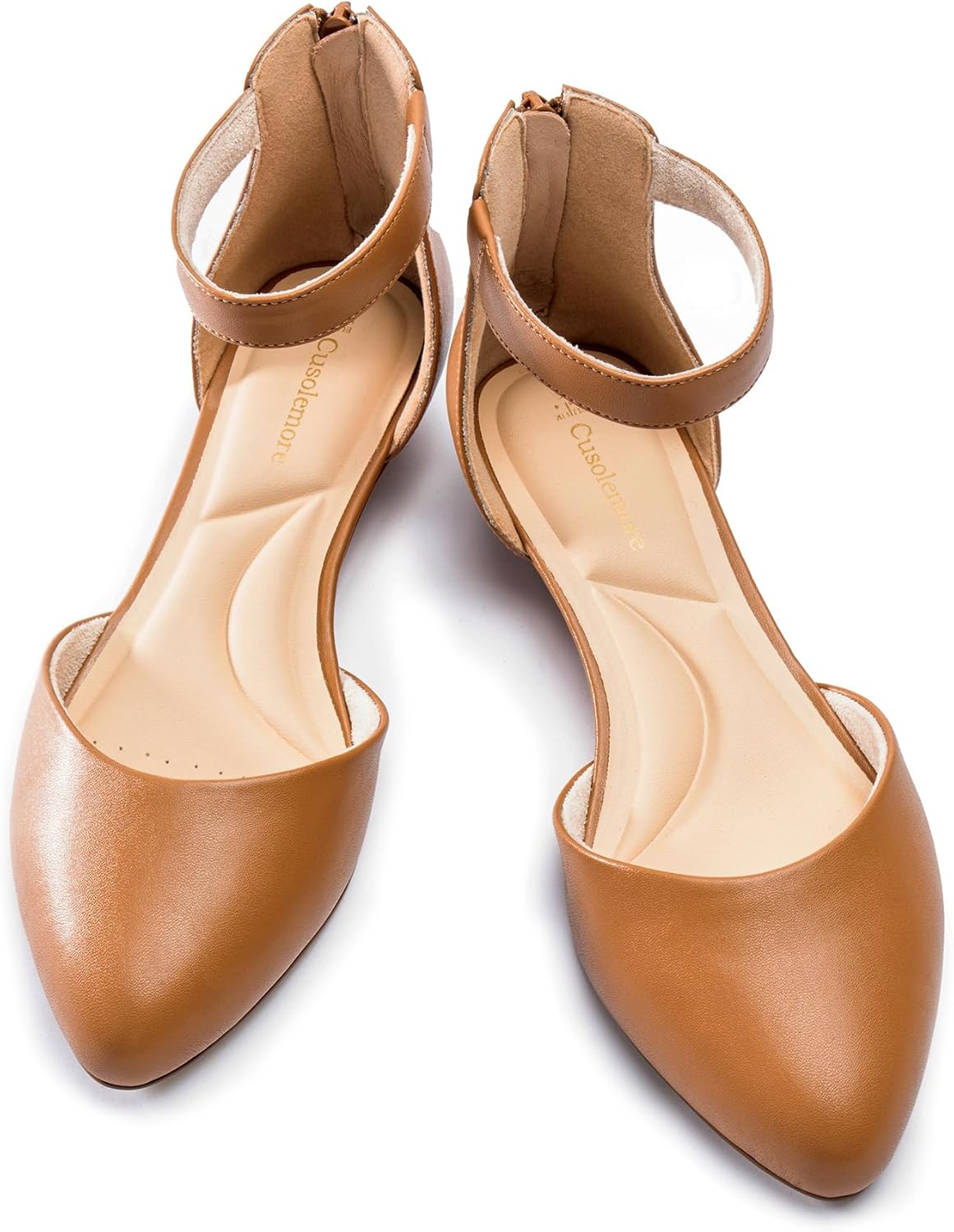 Women Flat Shoes with Ankle Strap, Low Wedge Heel Flats for Women, Comfortable Pointed Toe Dress Shoes for Work Business Wedding - Image 3