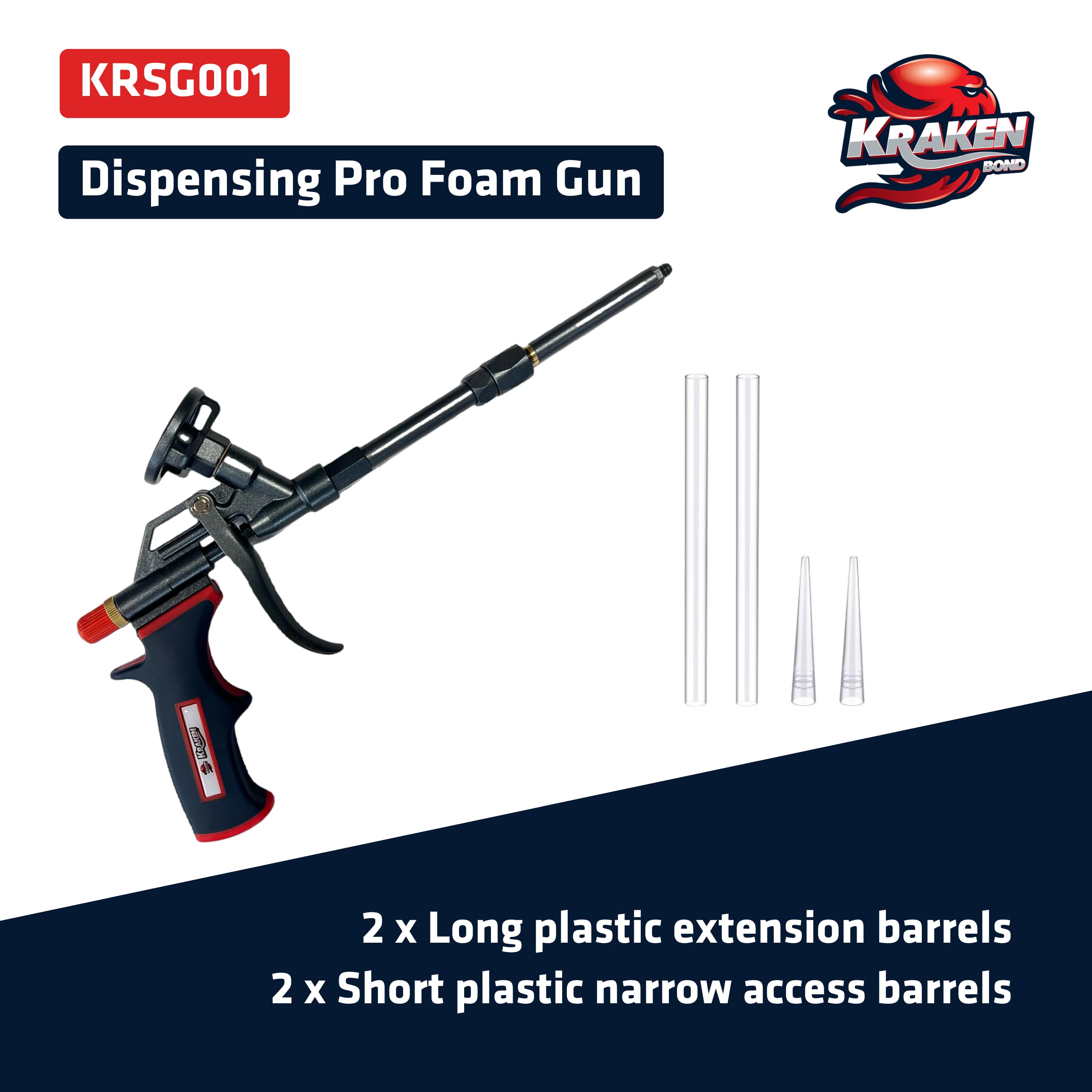 Kraken Bond PRO Foam Gun - 8 Inch Durable Spray Foam Dispensing