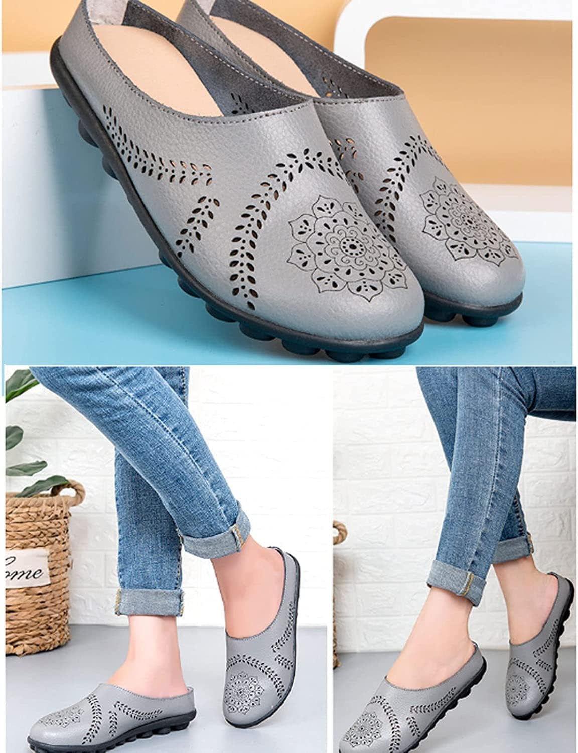 Owlkay 女性用シューズ Owlkay 女性用整形外科靴 スリッポン カジュアル オールマッチ 中空スリッパ